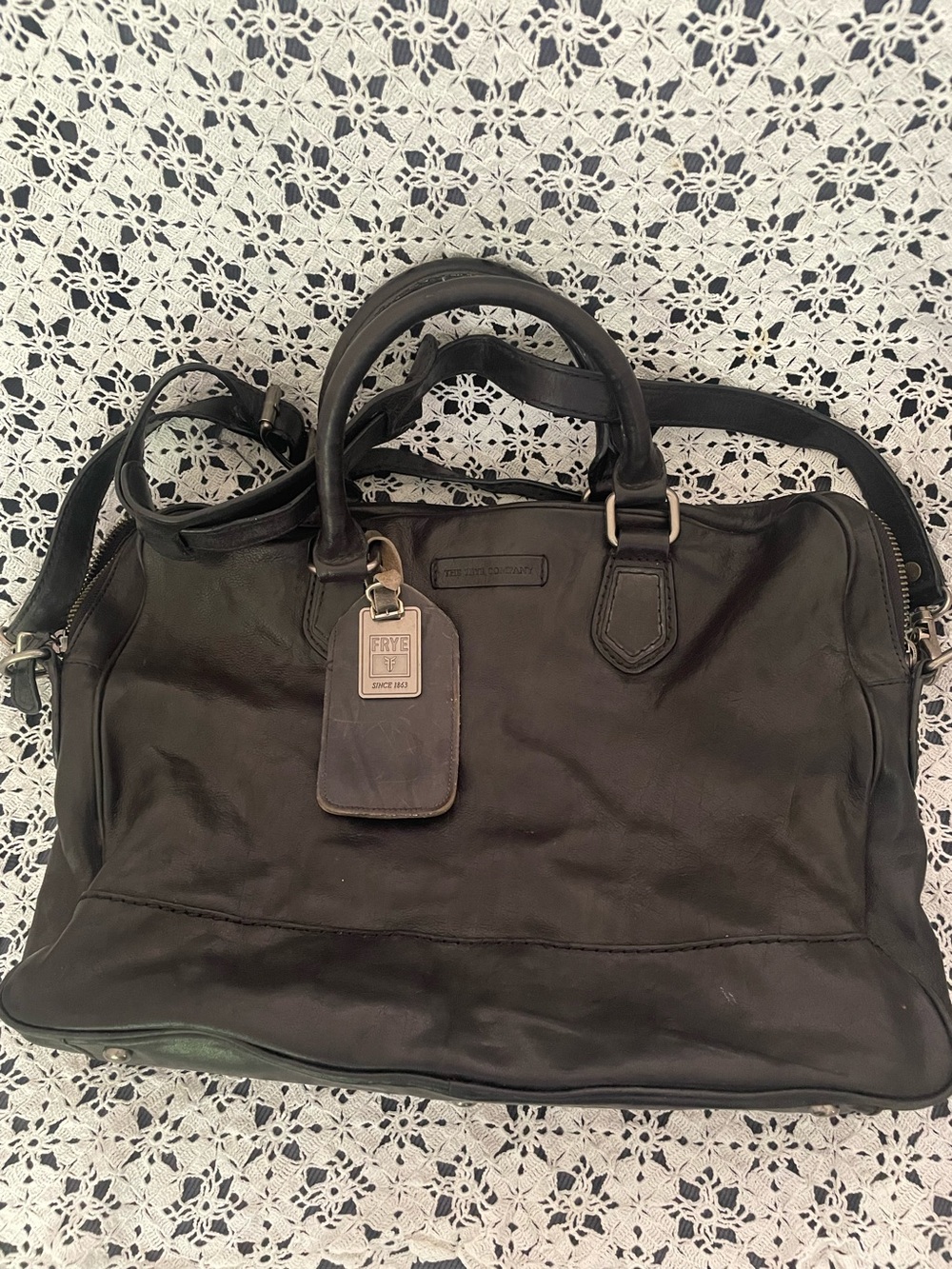 Frye Black Leather Tote with Shoulder Strap